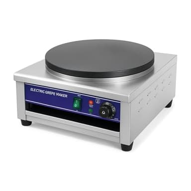 Crêpière Professionnelle Électrique 40 cm - 3000W - Plaque Fonte - Thermostat 50 à 300°C - Inox