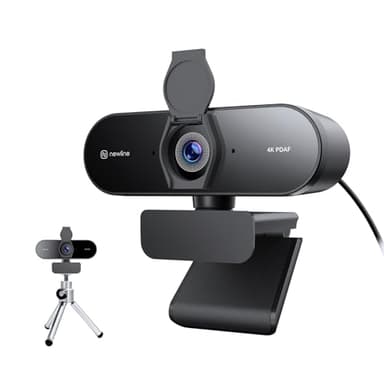 N newline 4K Webcam PC avec Micro & Trépied Métallique, Full HD 1080p@60FPS, PDAF Autofocus, Son Stéréo Clair, Correction de la Lumière, USB Camera PC Gamer Vidéoconférence Streaming