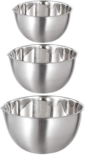 Lot de 3 Bols Mélangeurs en Acier Inoxydable Saladier avec Bec Verseur et Mesure Bol en inox Bol de Cuisine 1,5L/ 3L/ 5L, Empilable