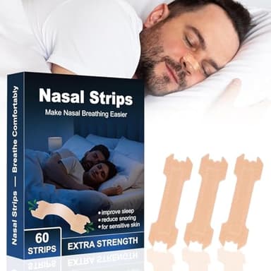 Bandelettes Nasales Anti Ronflement - Bande Nasale, 60 pièces Nasal-Strips pour Sportif et Sommeil - O1