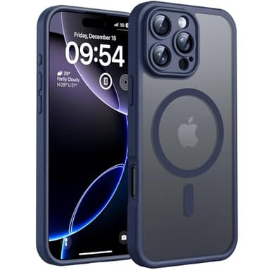 TOCOL Coque Magnétique pour iPhone 16 Pro Max 6,9 Pouces, Compatible avec MagSafe, Protection de l'objectif améliorée, Coque Mat Translucide Fine Antichoc, Bleu