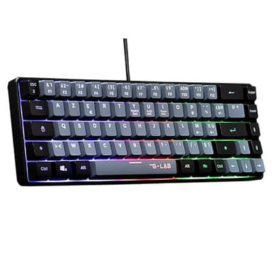 The G-Lab - Keyz Hydrogen, Clavier Gamer 60%, Semi-mécanique USB AZERTY FR, RGB Multicolore, Clavier Gamer Silencieux, Format Compact TKL- Pc/ps4/ Ps5 - New - Gris et Noir