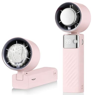 Mini Ventilateur Portable Puissant 5000mAh, Rechargeable USB avec Affichage Batterie, 199 Niveaux de Vitesse Turbo, 16 Heures Autonomie, Léger Silencieux pour Voyage Extérieur Bureau Maison - Rose
