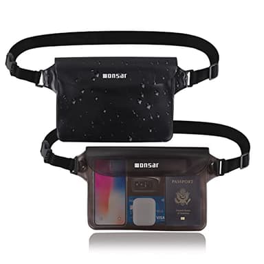 WONSAR 2Pcs Pochette Étanche, Sac Etanche avec Sangle Réglable, Pochette Telephone Portable, Pochette Etanche Plage Accessoire, pour Natation, Rafting, Kayak, Canotage, Camping