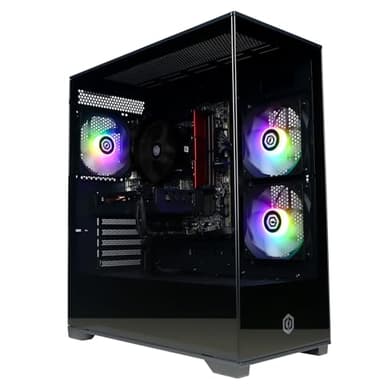 CyberpowerPC Wyvern Gaming PC - AMD Ryzen 5 5500, Nvidia RTX 5060 8GB, 16GB RAM, 1TB NVMe SSD, 650W 80+ PSU, Wi-FI, Windows 11, Prism Panoramic RGB Black