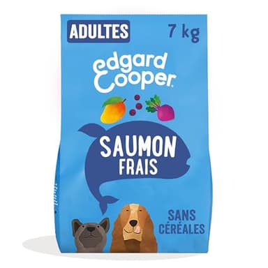 Edgard & Cooper Croquettes Chien Pour Chiens Adultes Medium (7kg), Saumon Frais, Teneur En Fibres Equilibrée Pour Ventres Heureux, Recette Hypoallergénique, Jamais De Farine Animale