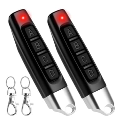 2 Pièces Telecommande Universelle Portail 433 MHz Code Fixe Bip Télécommande Porte de Garage sans Fil 4 Touches Copieuse usqu'à 50 m de Distance pour Voiture et Porte de Garage Clonage Porte