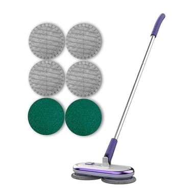 GOBOT Balai électrique de nettoyage de sol, double rotation, sans fil, adapté aux sols en bois dur et carrelage, 4 roulements en fibre, 2 tampons de