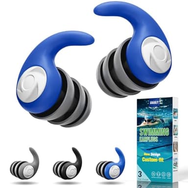 Bouchons d'oreille de Natation pour Adultes - 3 Paires de Bouchons d'oreille en Silicone doux et étanches pour les Nageurs, Parfaits pour le Surf, la Plongée en Apnée, la Piscine et la Douche