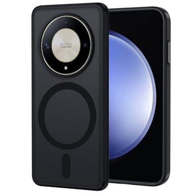 XTCASE Coque pour Honor Magic 6 Lite 5G Magnétique Compatible avec MagSafe, Étui Mat Translucide Minimaliste, PC Dur Housse Arrière Anti-Rayures + TPU Bumper Antichoc - Noir