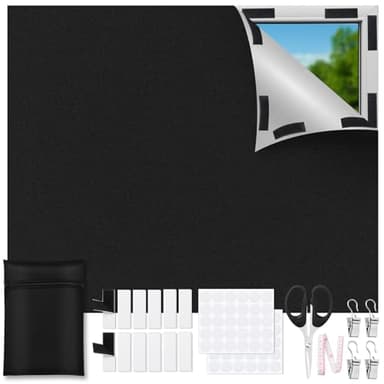 LAMITOCS Lot de 300 x 148 cm - Store occultant sans perçage - en Tissu occultant Portable pour fenêtre de Toit - avec Couche d'isolation Thermique - pour intérieur - Toit incliné