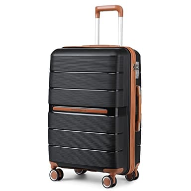 British Traveller Valise Grande Taille Valise de Voyage 101 Liters, Rigide Trolley en Polypropylène à 4 roulettes et Serrure TSA, 76x49.2x31 cm (Noir)