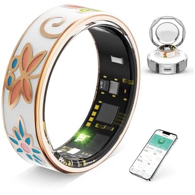 Bague Intelligente Vintage avec Surveillance de la Fréquence Cardiaque et du Sommeil, Tracker de Fitness, Anneau Connecté Compteur de Pas, étanche IP68, Batterie 7 Jours, Chargement Magnétique (7)