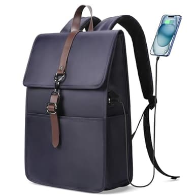 HEROIC KNIGHT Sac à Dos Ordinateur 15.6 Pouces avec Port de Charge USB, Cartable Élégant pour le Travail, l'Université, les Cours, les Loisirs et les Affaires, pour Hommes et Femmes (14L Bleu)