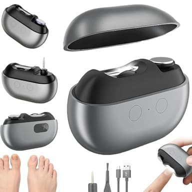 2026 Coupe Ongle Electrique pour Pieds et Main, Coupe Ongles Electrique 3 en 1 avec LED pour Ongles Durs/Épais et Finition Précise, Adulte & Senior, Silencieux et Sans Douleur (Grau)