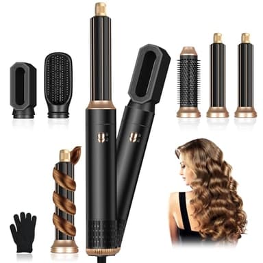Journeyside Brosse Soufflante Air Styler Set, Seche Cheveux 1000W, Hair Styler 3 Températures, Fer a Boucler Ions Négatifs, pour Sécher, Brosse Coiffante Chauffante, Pour Lisser, Volumisante, Boucler