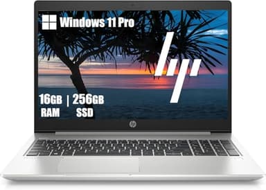 HP ProBook 450 G7 Ordinateur portable professionnel 15,6" (1366 x 768), Intel Core i5-10210U, 16 Go de RAM, SSD 256 Go, clavier QWERTY, Windows 11 Pro (reconditionné)