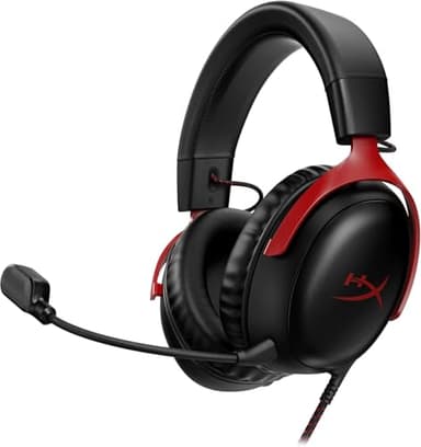HyperX Cloud III – Casque de Gaming Filaire, PC, PS5, Xbox Series X|S, DTS, Mousse à mémoire de Forme, Microphone au Son cristallin de 10 mm, avec Suppression du Bruit, USB-C, USB-A, 3.5mm – Noir