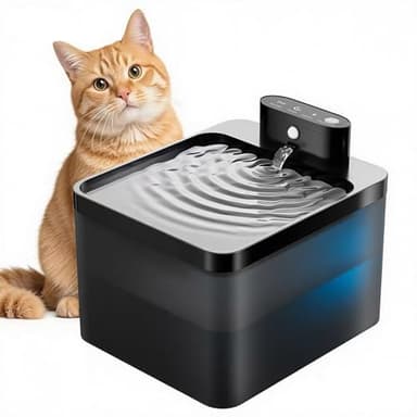 DMUUPEW PET Fontaine à Eau pour Chat à Activation Automatique, silencieuse et sans Fil, 2.2L à Filtration Multiple résistante aux éclaboussures pour intérieur/extérieur