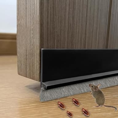 Joint Porte, 100cm Boudin de Porte Isolant Auto-Adhésif, Bas de Porte Isolant Isolation Phonique with Brosse, Idéal pour L'Isolation Contre Le Froid, Le Bruit & l'humidité, Anti-Poussière