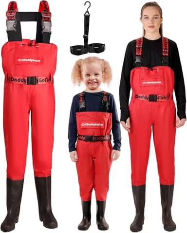 DaddyGoFish Waders de Poitrine pour Enfants et Adultes, Cuissardes de pêche et de Chasse avec Une Poche et Un Cintre