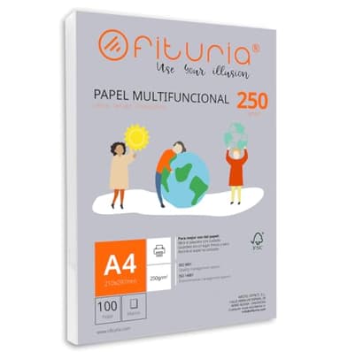 Ramette de papier A4 250g avec 100 feuilles blanches, papier multifonctionnel pour un usage scolaire et professionnel. Idéal pour imprimantes laser, à jet d’encre ou photocopieuses – Ofituria