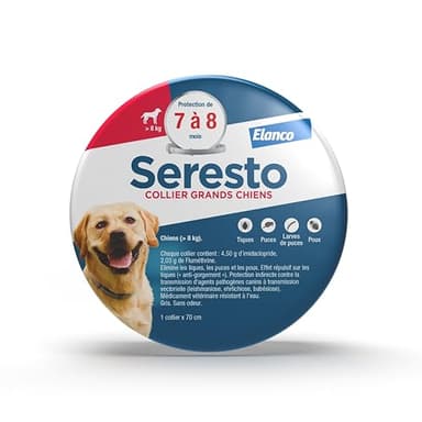 Elanco Chien – Collier Anti-Puces et Anti-Tiques pour Grands Chiens - 8 kg et Plus