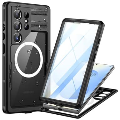 Focusor Coque pour Samsung Galaxy S25 Ultra Étanche Compatible avec MagSafe [IP68 Imperméable] 360 Indestructible Antichoc Integral Antipoussière Waterproof Etui Protection pour S25 Ultra 5G, Noir