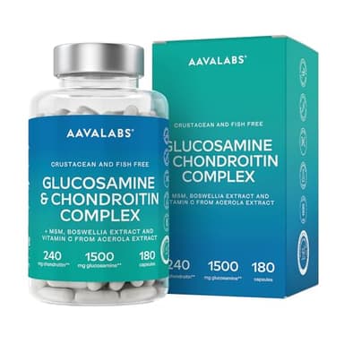 Glucosamine Chondroïtine MSM Vitamin C Acerola Boswellia Serrata - Glucosamine 1500mg Complément Alimentaire pour les Os, Cartilages et le Système Immunitaire - Glucosamine Chondroitin MSM Gelules 180