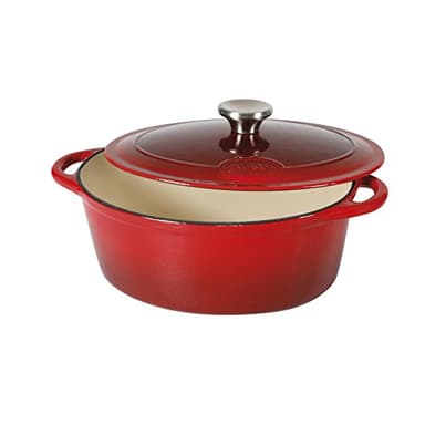 Sitram 710839 Cocotte 4 L Fonte d'acier émaillée Forme ovale,Rouge/Crème,27 x 21 x 11.5 cm