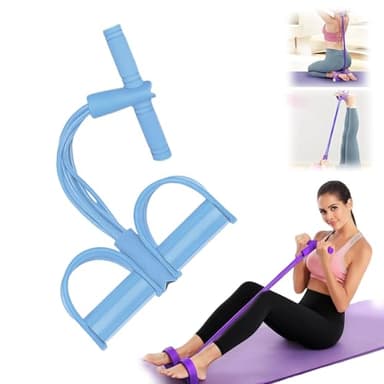 Bande de Résistance Musculation 6 Tubes avec Pédale – Élastique Sport Maison Fitness, Extenseur Élastique avec Poignées Antidérapantes pour Abdominaux et Entraînement Complet (Bleu, 6 Tubes)