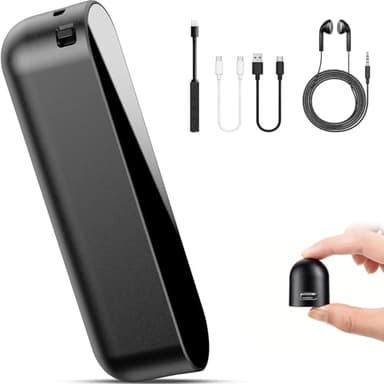 Enregistreur Vocal 128Go, magnétique de 40 Jours d'enregistrement continu, Dictaphone Enregistreur Vocal avec Activation Vocale, Enregistreur Audio Écouteurs, Rechargeable par USB Enregistreur Espion