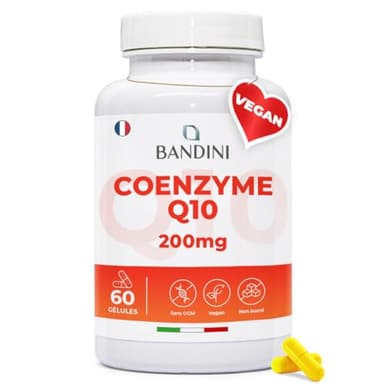 Bandini® Coenzyme Q10 200 mg 60 Gélules (Couverture 2 Mois) – CoQ10 Fortement Dosé – Co Q 10 Ubiquinone à Haute Biodisponibilité – Puissant Antioxydant Naturel - Complément Alimentaire en Capsules