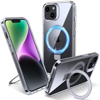 Flyzoo Coque Magnétique pour iPhone 14 Plus avec Support Invisible, [Compatible avec MagSafe] Etui Housse Transparente avec Protection Antijaunissement & Antirayure & Antichoc, 6.7'', Clair