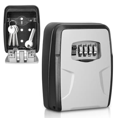 Oamwrae Boîte à Clefs Sécurisée Extérieur, Boîte à Clé avec Code 4 Chiffres, Montage Mural Étanche Sécurité Grande pour la Maison, Le Garage, Le Bureau, Alliage d'Aluminium
