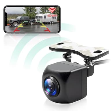 GREENAUTO Caméra de recul WiFi HD 1080P 5G Wi-Fi pour iPhone iPad Android Phone Pad avec grand angle 170° lumière étoilée vision nocturne IP69K étanche aide au stationnement sans fil pour voiture, van