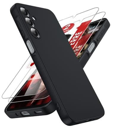 LeYi Coque pour Samsung Galaxy A16 5G Anneau avec 2*Verre Trempé, Housse de Protection en Souple Silicone Liquide, Etui Antichoc Cover Ultra Mince pour Samsung Galaxy A16 5G - Noir