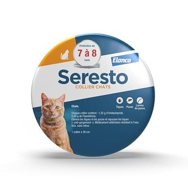 Seresto Collier Chats – Protection anti puces et anti tiques en continu – Collier Seresto pour chat avec protection longue durée de 7 à 8 mois – Gris