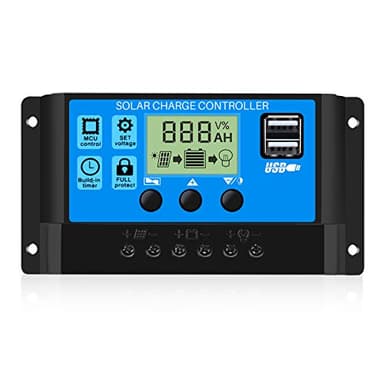 Thlevel 30A 12V/24V Contrôleur de Charge Régulateur Panneau Solaire Batterie Intelligent PWM avec 5V Double Port USB LCD Affichage pour Les Batteries Plomb-acide