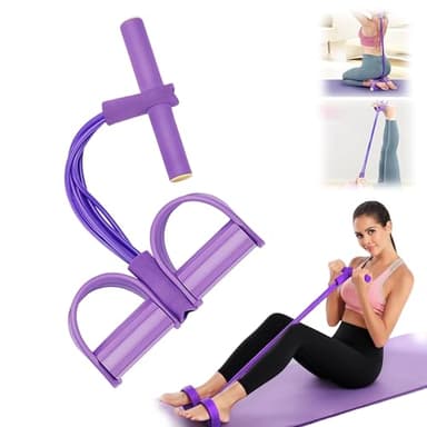 Bande de Résistance Musculation 6 Tubes avec Pédale – Élastique Sport Maison Fitness, Extenseur Élastique avec Poignées Antidérapantes pour Abdominaux et Entraînement Complet (Violet, 6 Tubes)