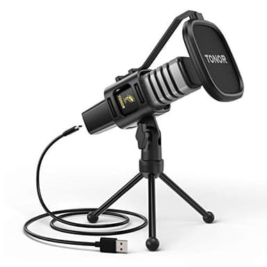 TONOR Micro PC, USB Microphone Condensateur Professionnel pour Gaming Streaming Podcast Studio Enregistrement Singing Youtube Gamer Chant Voix-Off,pour Ordinateur de Bureau et Laptop, 200 cm, TC30