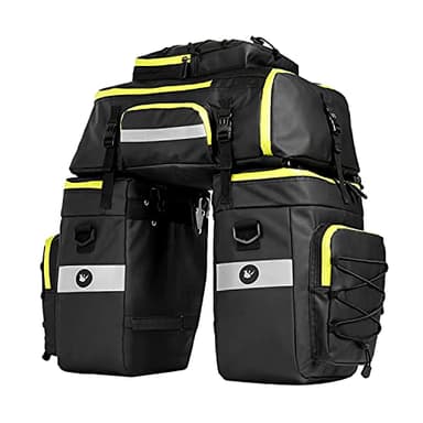 UBORSE Sacoche Vélo Porte-Bagage Arrière Sac de Cadre Velo avec Couverture,3 en 1,Multifonctionnel Imperméable Grande Capacité de 65L Bandes Réfléchissantes Outdoor Voyage Sport (Vert)