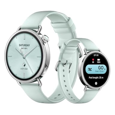 XIAOMI Watch S4 41mm, Montre connectée compacte de 41mm, boîtier Ultra-léger de 32g, prédiction du Cycle menstruel, contrôle santé en Un Geste, HyperOS 3, Bracelet Caoutchouc fluoré (Menthe).