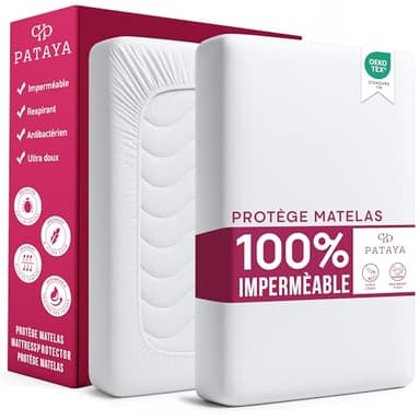 PATAYA Protège Matelas 160 x 200 x 30 cm Imperméable – Surmatelas Alèse Oeko-TEX 100, Incontinence Bébé et Adulte, Anti-Acarien, Hypoallergénique, Élastique Tout Autour, pour Matelas Jusqu’à 30 cm