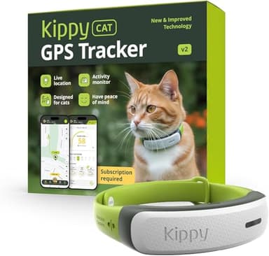 Kippy Cat V2 - Collier GPS pour Chats - Localisateur et Tracker de Santé et d'Activité avec Système Anti-Étranglement - Créer des Frontières Virtuelles - Suivi en Temps Réel