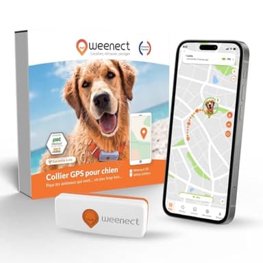 Weenect Chien XS - Mini Traceur GPS pour Chien | Suivi en Temps réel | Etanche | Plus Petit modèle du marché | Fonctionne avec abonnement | Garantie à Vie
