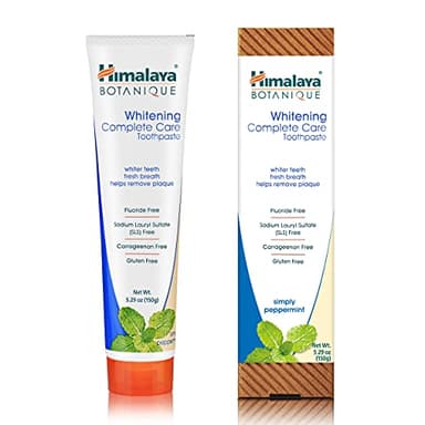 Himalaya Botanique Whitening Toothpaste - Simply Peppermint Dentifrice Naturel Sans Fluorure, SLS, Gluten et Carraghénane - Enlève la Plaque et la Mauvaise Respiration, 150g