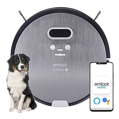 AMIBOT Animal Premium H2O Connect - Robots Aspirateurs et laveurs connecté iOS/Android spécial Poils d'animaux