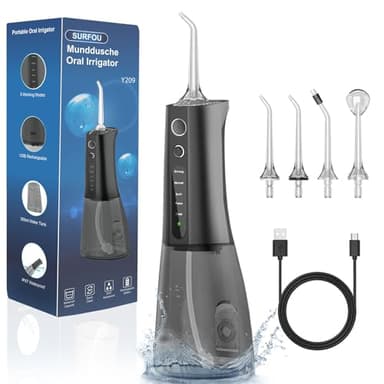 SURFOU Jet Dentaire Hydropulseur Professionnel Water Flosser for Teeth, Hydropulseurs Et Irrigateurs Nettoyage Dents Jet D'eau, Dent Nettoyeur Pulseur Interdentaire Irrigateur Portable Détartreur