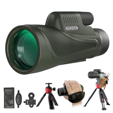 Adasion Télescope Monoculaire pour Adultes 12x56 HD Téléscope Monoculaire Puissant étanche avec Trépied et Support pour Téléphone Objectif FMC et BAK4 Prisme pour Wildlife Bird Watching Voyage Chasse